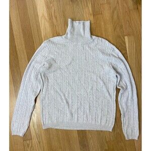 Croft & Barrow Women's Gray Cable Knit Turtleneck Sweater XL Vintage 100% Cotton